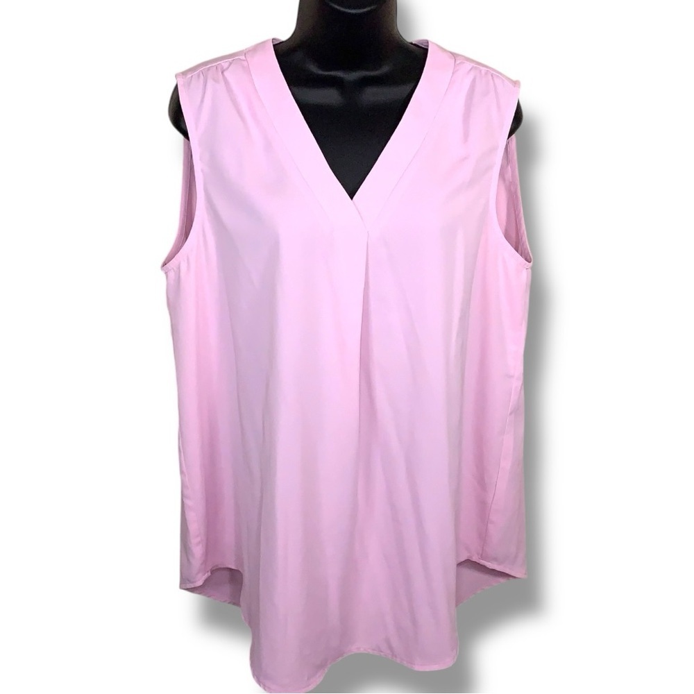 Large Pastel Pink Vneck Sleeveless Blouse Top Que Zhu